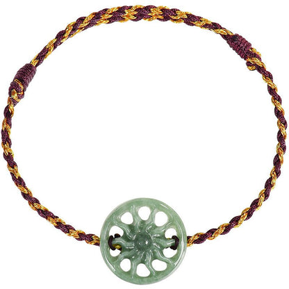 Natural bean green sun handwoven jade men's and women's couple hand rope bracelet - STAR8S