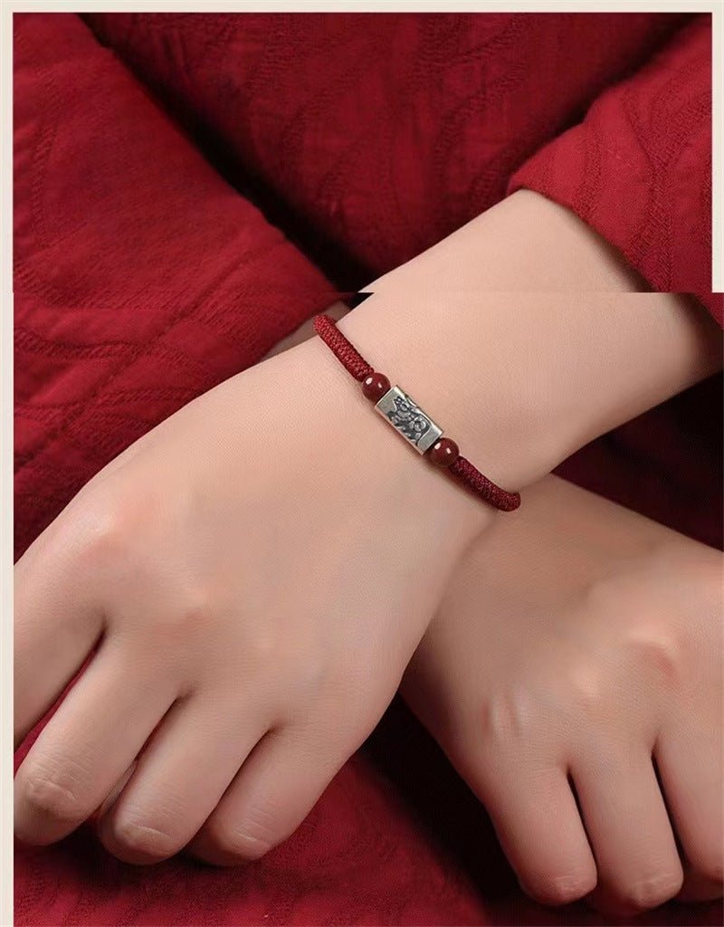 Natural Chinese Zodiac Red String Bracelet for Snake Zodiac, S925 Silver Handmade for Men & Women, - STAR8S