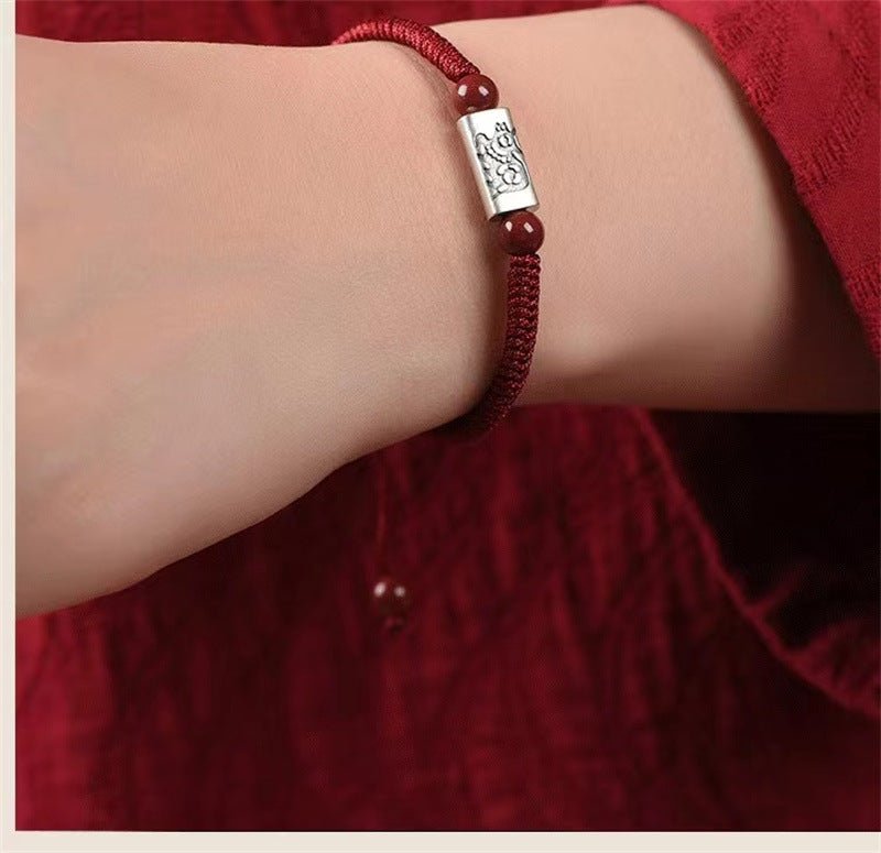 Natural Chinese Zodiac Red String Bracelet for Snake Zodiac, S925 Silver Handmade for Men & Women, - STAR8S