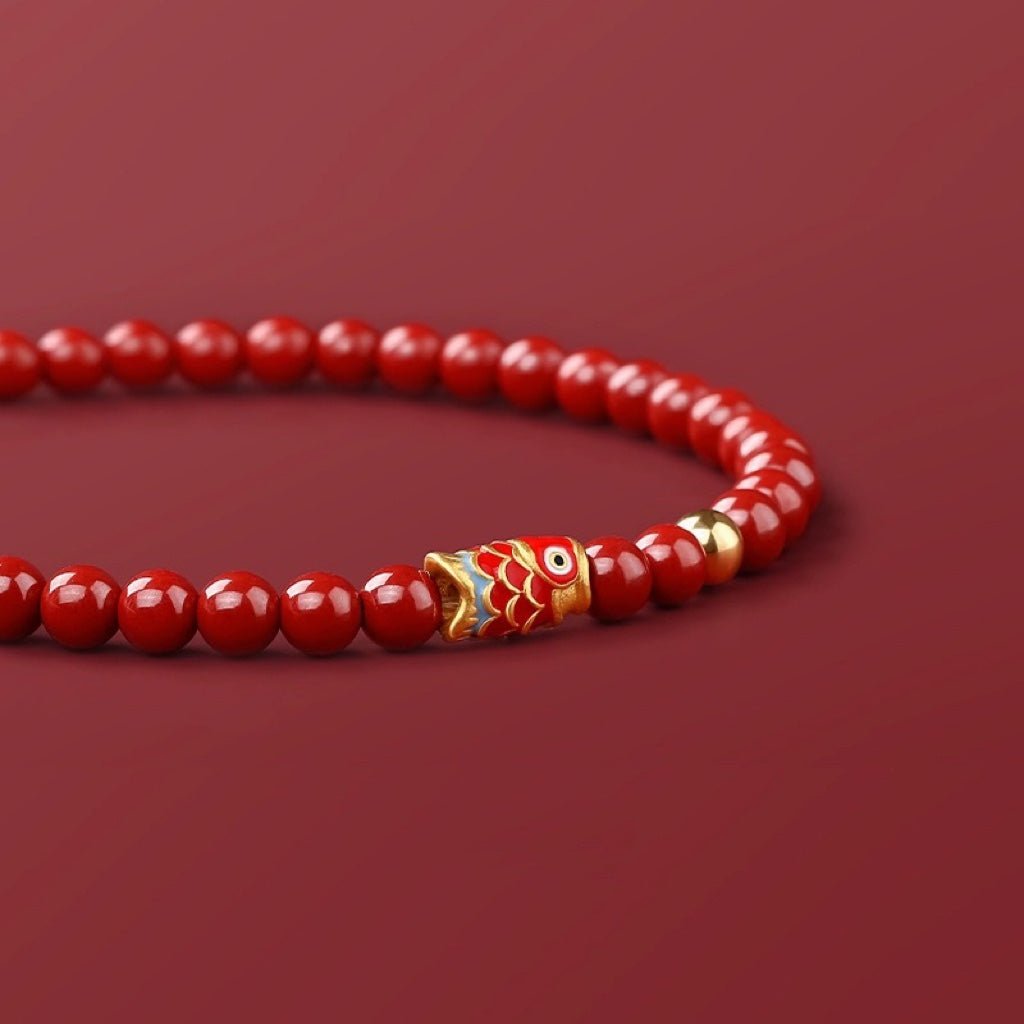 natural cinnabar bead bracelet – adjustable chinese style bracelet for women - star8s
