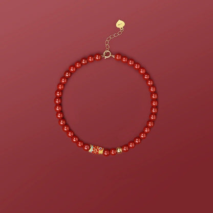 Natural Cinnabar Bead Bracelet – Adjustable Chinese Style Bracelet for Women - STAR8S