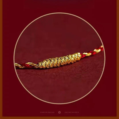 Natural Cinnabar Bead Red String Bracelet – Handwoven Square Knot Adjustable Lucky Charm - STAR8S