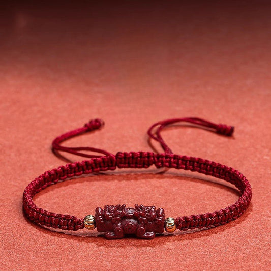 Natural Cinnabar Pi Xiu Red String Bracelet for Prosperity & Protection – Adjustable for Men & Women - STAR8S
