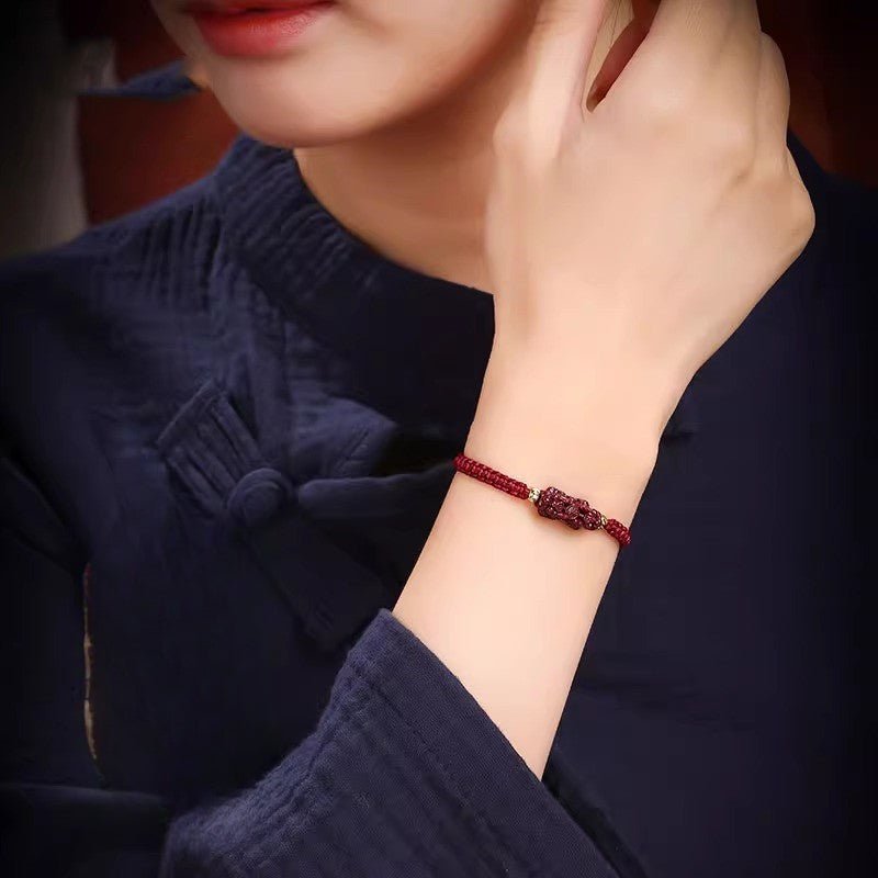 Natural Cinnabar Pi Xiu Red String Bracelet for Prosperity & Protection – Adjustable for Men & Women - STAR8S