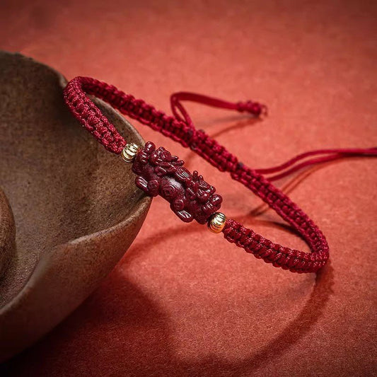Natural Cinnabar Pi Xiu Red String Bracelet for Prosperity & Protection – Adjustable for Men & Women - STAR8S