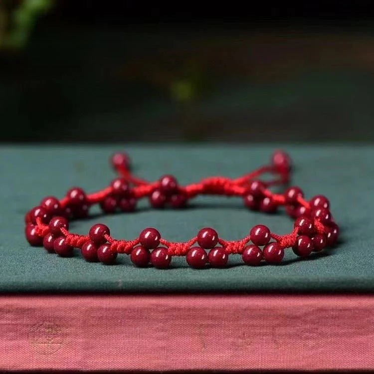 natural cinnabar red thread anklet – handmade ethnic - style foot chain for women - star8s