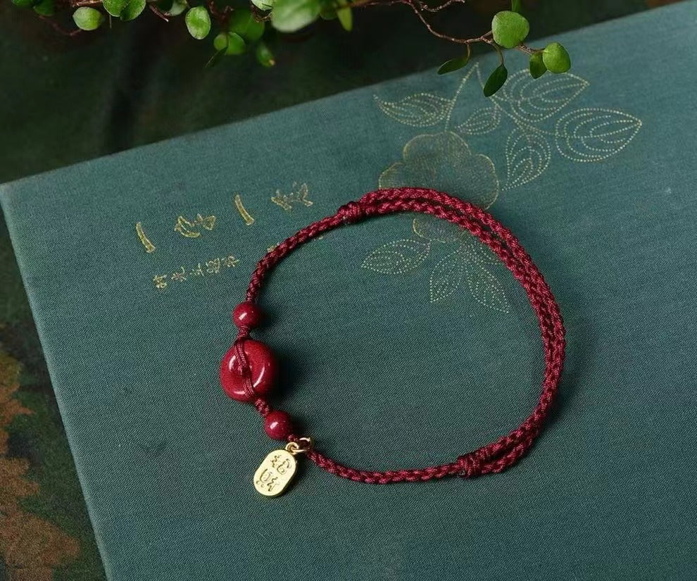 Natural Cinnabar Red Thread Anklet – Handmade Ethnic - Style Foot Chain for Women - STAR8S