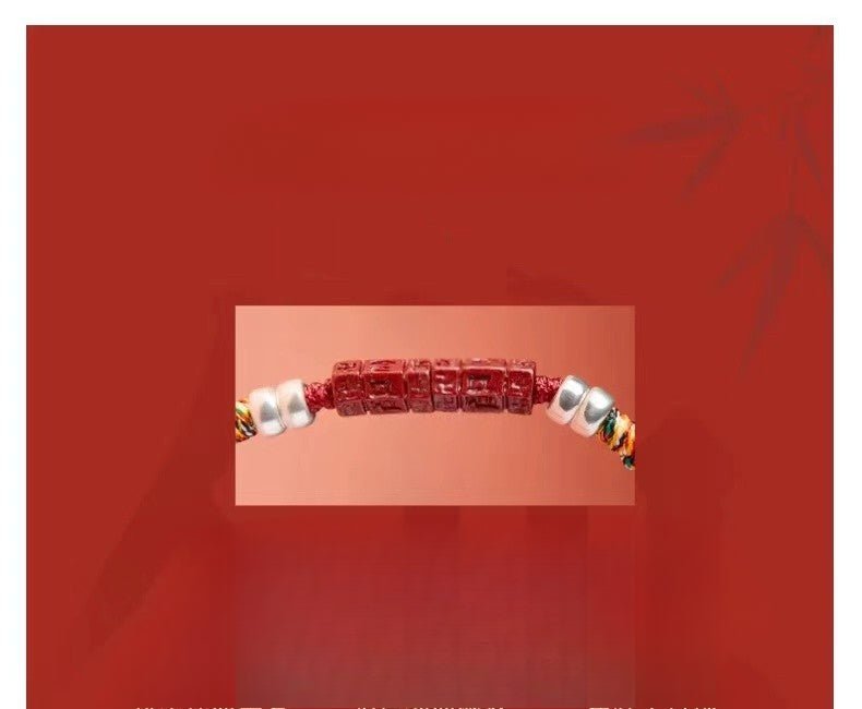 Natural Cinnabar Six Words Mantra Red String Bracelet with Pure Silver | Year of the Snake Gift for Women - STAR8S