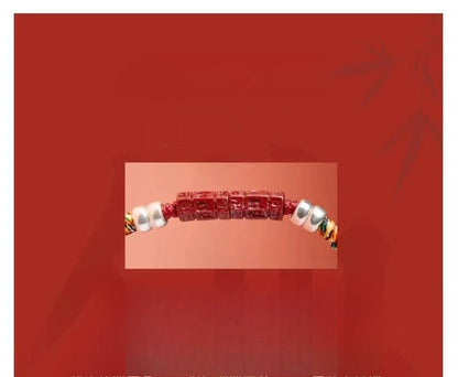 Natural Cinnabar Six Words Mantra Red String Bracelet with Pure Silver | Year of the Snake Gift for Women - STAR8S