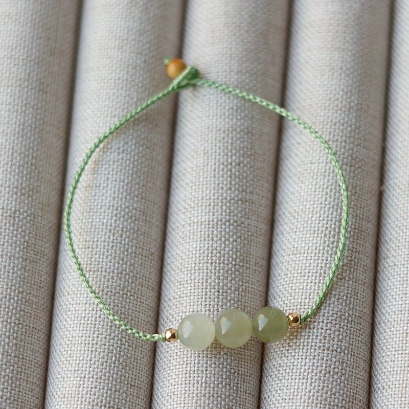 natural clear water gradient hetian jade handwoven braided anklet bracelet – elegant & simple jewelry - star8s