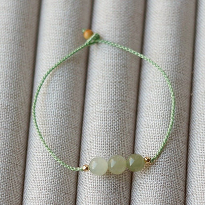 Natural Clear Water Gradient Hetian Jade Handwoven Braided Anklet Bracelet – Elegant & Simple Jewelry - STAR8S