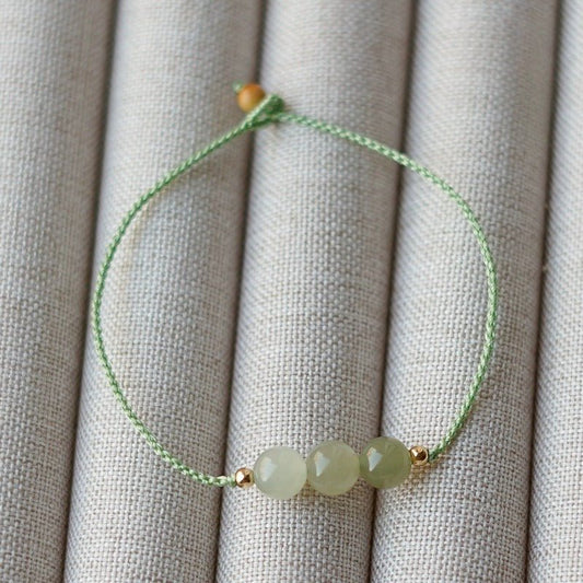Natural Clear Water Gradient Hetian Jade Handwoven Braided Anklet Bracelet – Elegant & Simple Jewelry - STAR8S