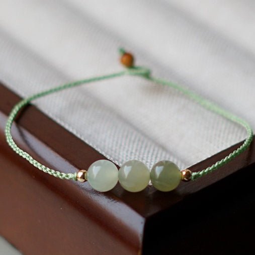 natural clear water gradient hetian jade handwoven braided anklet bracelet – elegant & simple jewelry - star8s