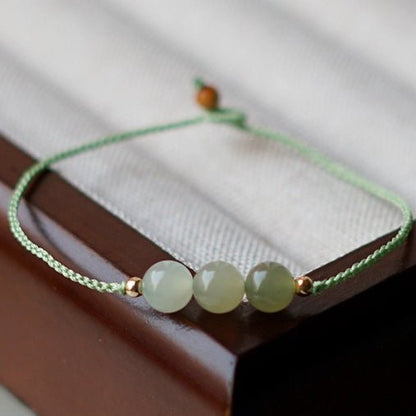 Natural Clear Water Gradient Hetian Jade Handwoven Braided Anklet Bracelet – Elegant & Simple Jewelry - STAR8S