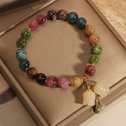 Natural Colored Tourmaline Bracelet with Lily of the Valley Pendant - Elegant & Adjustable - STAR8S