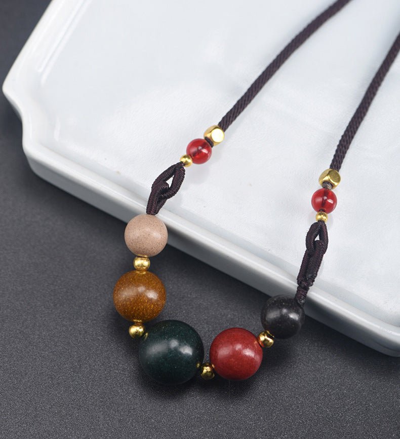 Natural Five Elements Harmony Incense Bead Clavicle Necklace Pendant - Handmade Spiritual Jewelry - STAR8S