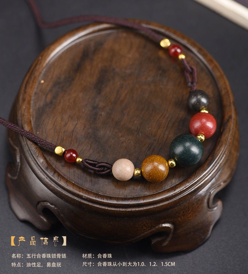 Natural Five Elements Harmony Incense Bead Clavicle Necklace Pendant - Handmade Spiritual Jewelry - STAR8S