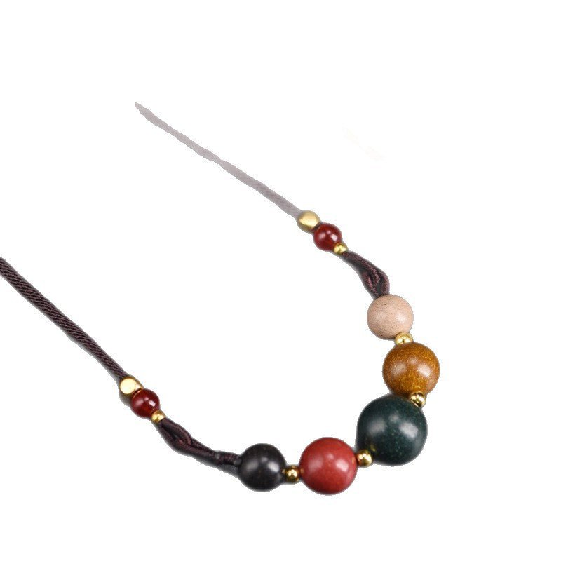 Natural Five Elements Harmony Incense Bead Clavicle Necklace Pendant - Handmade Spiritual Jewelry - STAR8S