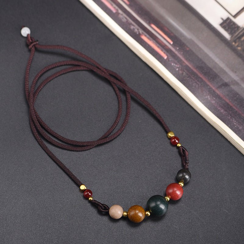 Natural Five Elements Harmony Incense Bead Clavicle Necklace Pendant - Handmade Spiritual Jewelry - STAR8S