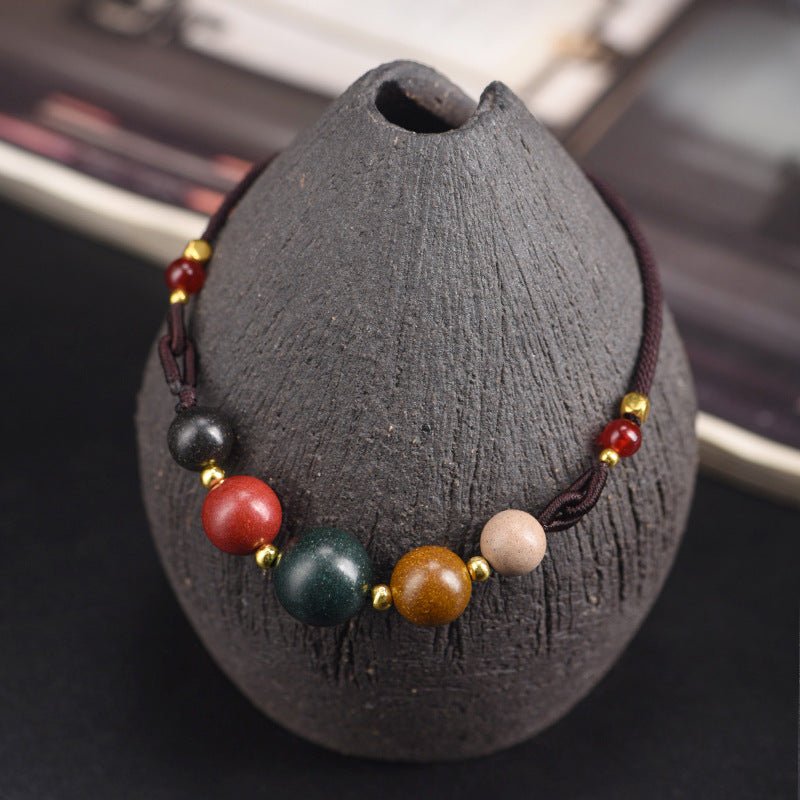 Natural Five Elements Harmony Incense Bead Clavicle Necklace Pendant - Handmade Spiritual Jewelry - STAR8S