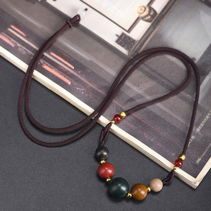 Natural Five Elements Harmony Incense Bead Clavicle Necklace Pendant - Handmade Spiritual Jewelry - STAR8S
