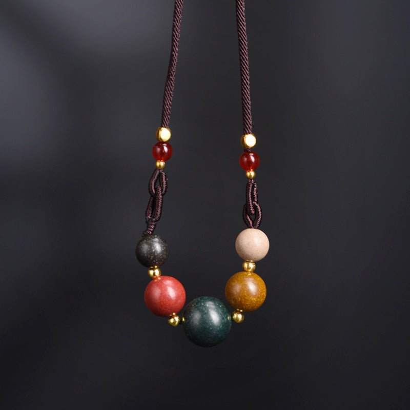 Natural Five Elements Harmony Incense Bead Clavicle Necklace Pendant - Handmade Spiritual Jewelry - STAR8S