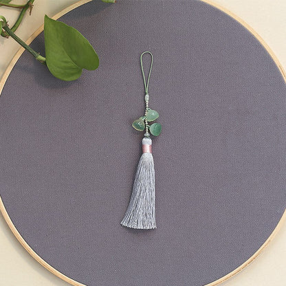Natural Green Agate Lotus Seed Phone Charm Keychain with Tassel – Stylish & Unique Design - STAR8S