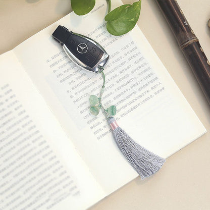 Natural Green Agate Lotus Seed Phone Charm Keychain with Tassel – Stylish & Unique Design - STAR8S