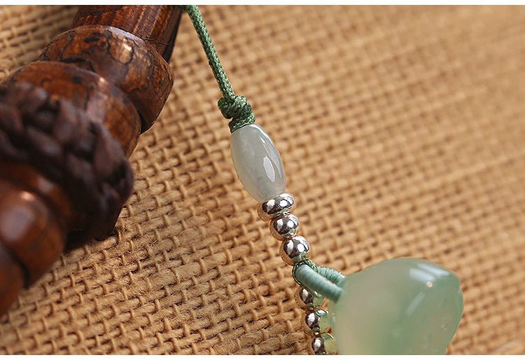Natural Green Agate Lotus Seed Phone Charm Keychain with Tassel – Stylish & Unique Design - STAR8S