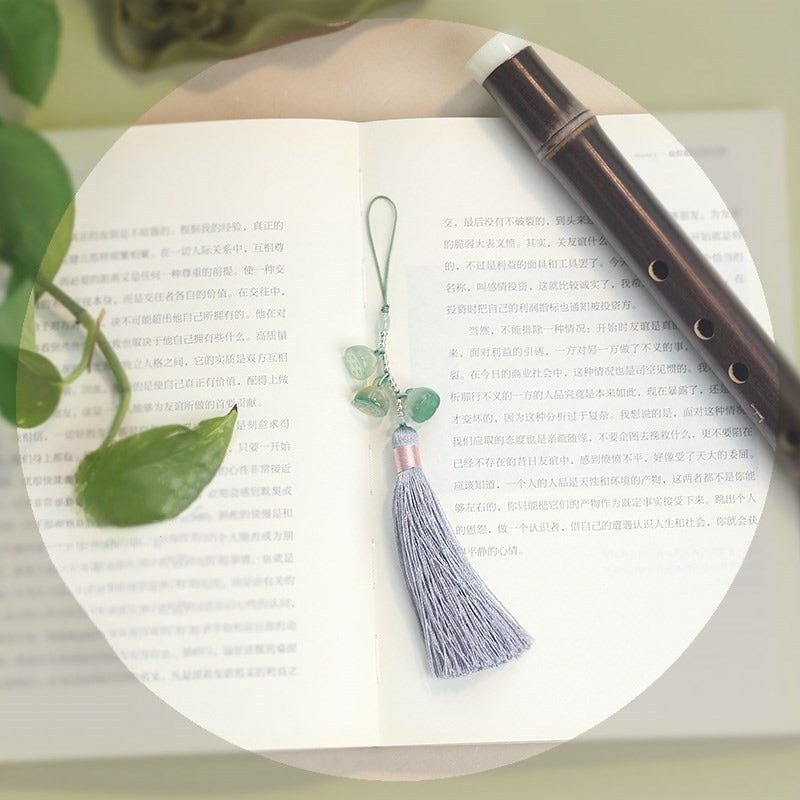 Natural Green Agate Lotus Seed Phone Charm Keychain with Tassel – Stylish & Unique Design - STAR8S