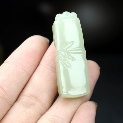 Natural Hetian Jade Bamboo Pendant – Elegant White Jade Pendant for Men & Women 🌿 - STAR8S