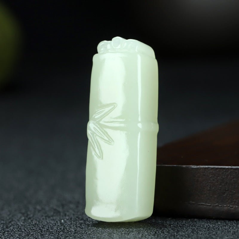 Natural Hetian Jade Bamboo Pendant – Elegant White Jade Pendant for Men & Women 🌿 - STAR8S