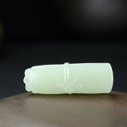 Natural Hetian Jade Bamboo Pendant – Elegant White Jade Pendant for Men & Women 🌿 - STAR8S