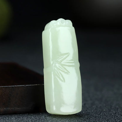 Natural Hetian Jade Bamboo Pendant – Elegant White Jade Pendant for Men & Women 🌿 - STAR8S
