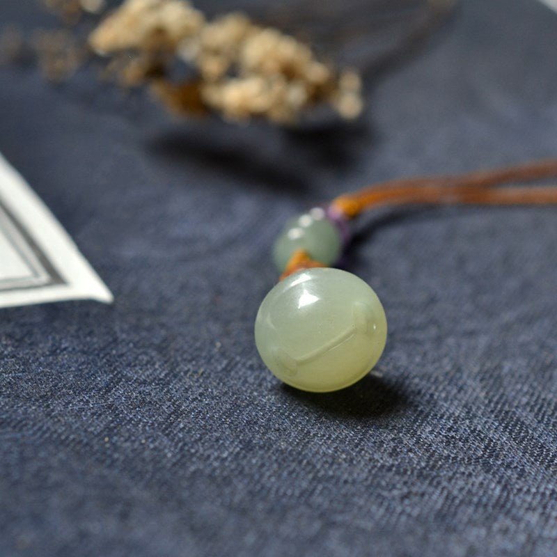 Natural Hetian Jade Bell Pendant Keychain - 12mm Handcrafted Phone, Bag, Key Charm | Unisex Gift - STAR8S