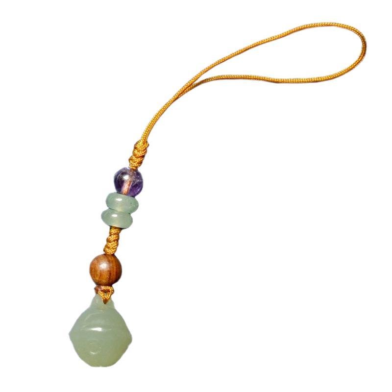 Natural Hetian Jade Bell Pendant Keychain - 12mm Handcrafted Phone, Bag, Key Charm | Unisex Gift - STAR8S