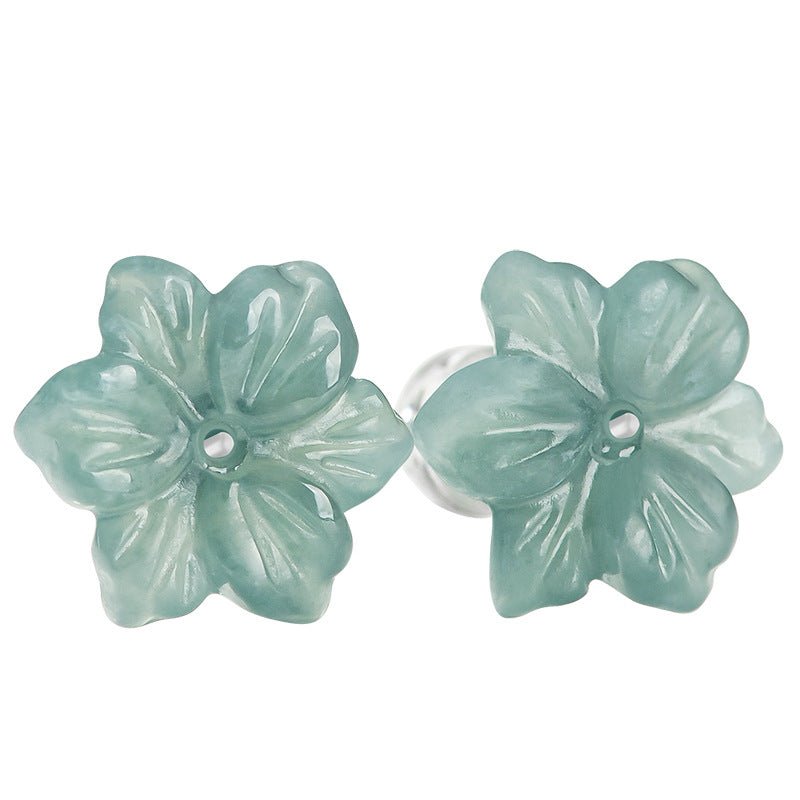 natural hetian jade blue water orchid earrings – ice seed jade flower petals with s925 silver - star8s