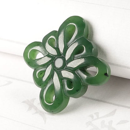 Natural Hetian Jade Chinese Knot Pendant - Green Jadeite Ruyi Knot Necklace, Lucky Jade Pendant for Men & Women - STAR8S