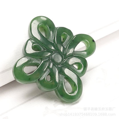 Natural Hetian Jade Chinese Knot Pendant - Green Jadeite Ruyi Knot Necklace, Lucky Jade Pendant for Men & Women - STAR8S