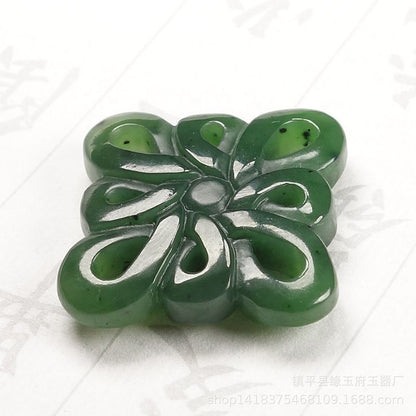 Natural Hetian Jade Chinese Knot Pendant - Green Jadeite Ruyi Knot Necklace, Lucky Jade Pendant for Men & Women - STAR8S