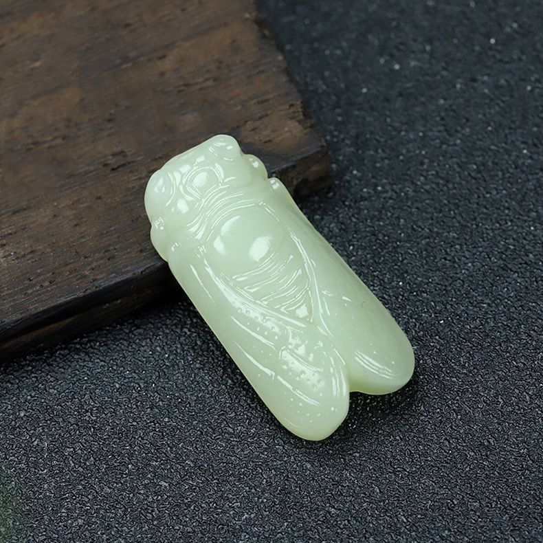 natural hetian jade cicada pendant, white jade handcrafted necklace for men and women 🍃🐞 - star8s
