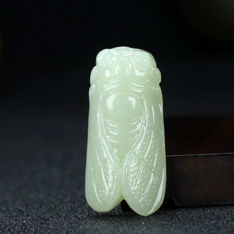 Natural Hetian Jade Cicada Pendant, White Jade Handcrafted Necklace for Men and Women 🍃🐞 - STAR8S