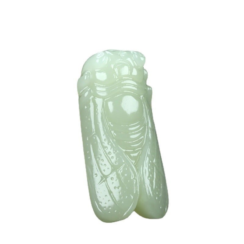 natural hetian jade cicada pendant, white jade handcrafted necklace for men and women 🍃🐞 - star8s