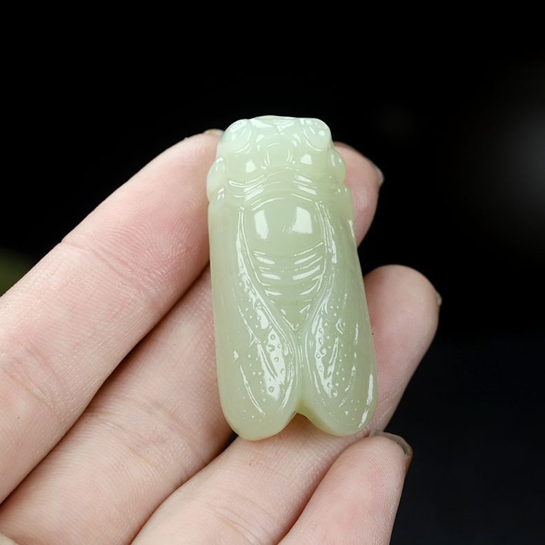 Natural Hetian Jade Cicada Pendant, White Jade Handcrafted Necklace for Men and Women 🍃🐞 - STAR8S