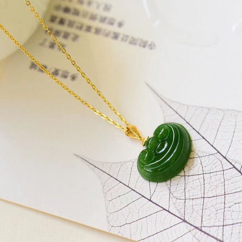 Natural Hetian Jade Earrings & Necklace Set – Cloud Design, 12mm, Simple & Versatile Jewelry Gift for Women - STAR8S