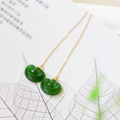 Natural Hetian Jade Earrings & Necklace Set – Cloud Design, 12mm, Simple & Versatile Jewelry Gift for Women - STAR8S