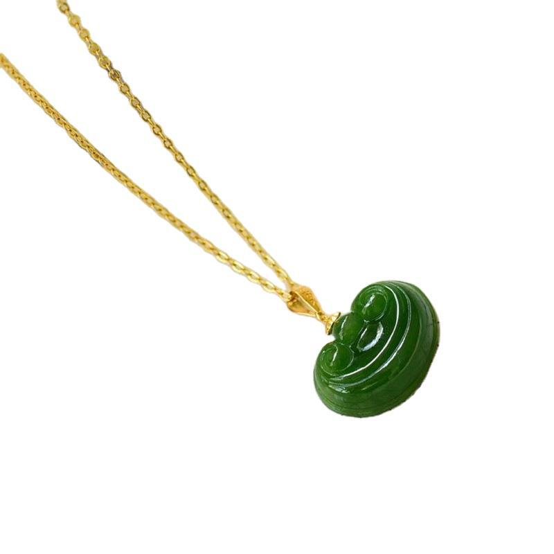 Natural Hetian Jade Earrings & Necklace Set – Cloud Design, 12mm, Simple & Versatile Jewelry Gift for Women - STAR8S