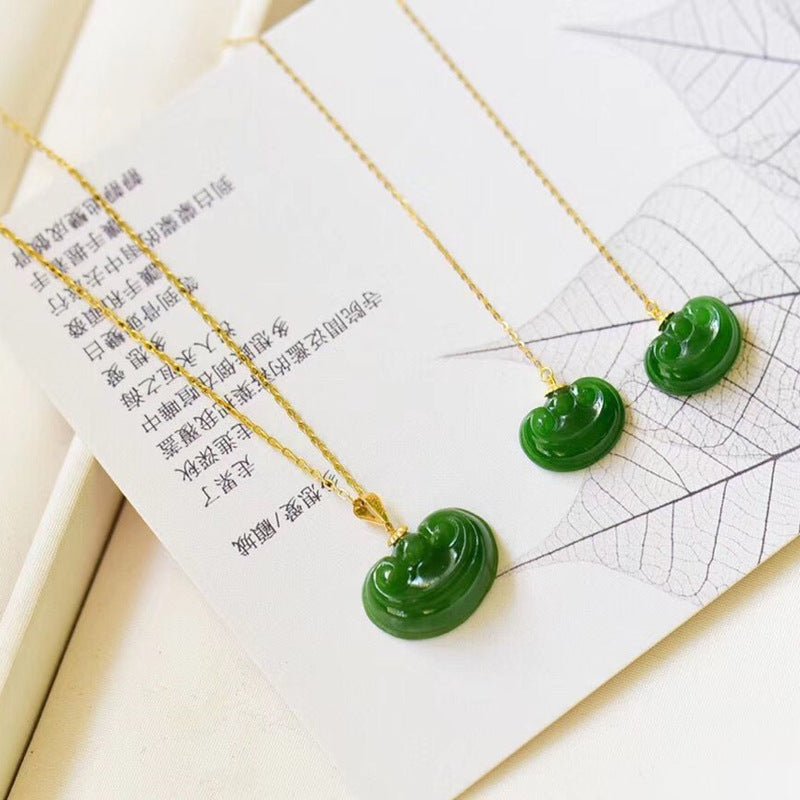 natural hetian jade earrings & necklace set – cloud design, 12mm, simple & versatile jewelry gift for women - star8s