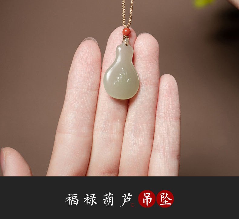 Natural Hetian Jade Gourd Pendant Necklace for Women - STAR8S