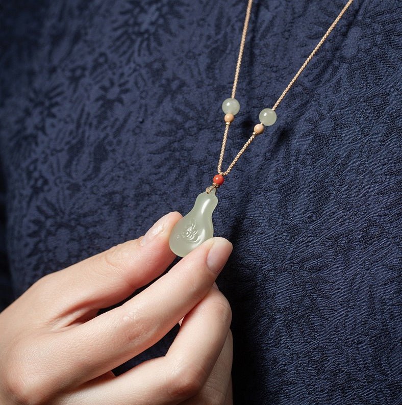 Natural Hetian Jade Gourd Pendant Necklace for Women - STAR8S